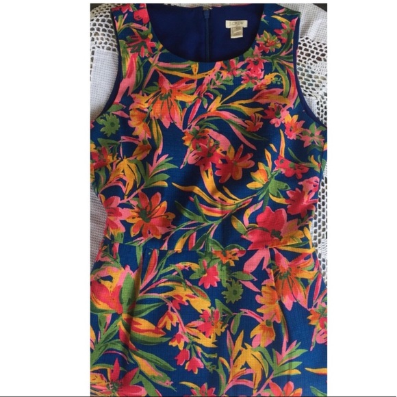 J Crew Tropical Floral Pleated Dress Sz 0 Lined - Picture 6 of 8